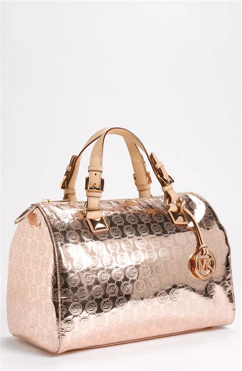 michael kors grayson satchel rose gold|michael kors carine large satchel.